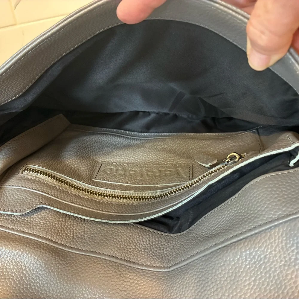 VereVerto Grey Leather Convertible Backpack-Handbag - Picture 3 of 4